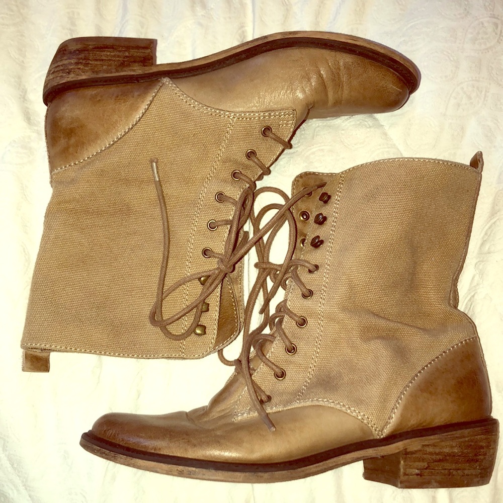 bp Tan Lace-Up Combat Boots